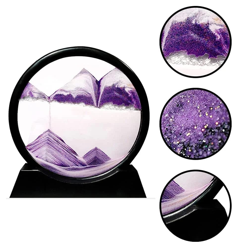 SmarterCartly™ 3D Moving Sand Art Picture – Deep Sea Sandscape in Motion Round Glass Frame for Home & Office Decor