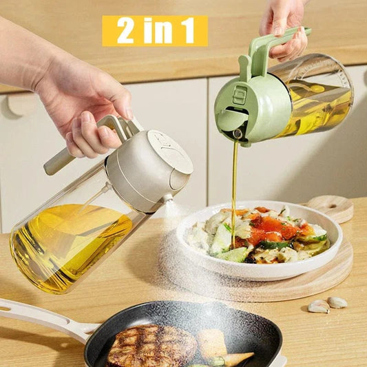 2-in-1 Glass Oil Dispenser & Vinegar Sprayer – Leak-Proof Kitchen Oil Bottle