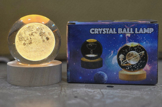 3D Galaxy Crystal Ball Night Lamp – Aesthetic Wooden Base LED Decor
