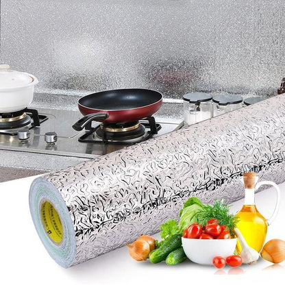 SmarterCartly™ Self-Adhesive Aluminum Foil Sticker – Oil-Proof & Waterproof Kitchen Wall & Cabinet Protector