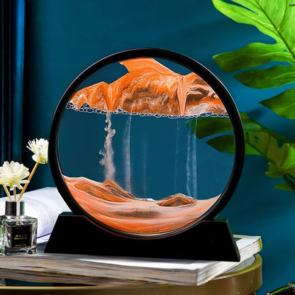 SmarterCartly™ 3D Moving Sand Art Picture – Deep Sea Sandscape in Motion Round Glass Frame for Home & Office Decor