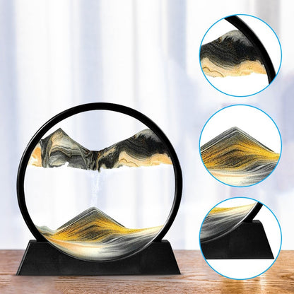 SmarterCartly™ 3D Moving Sand Art Picture – Deep Sea Sandscape in Motion Round Glass Frame for Home & Office Decor