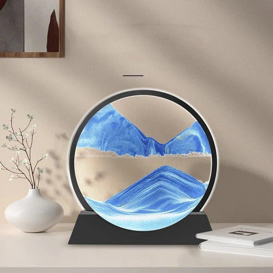 SmarterCartly™ 3D Moving Sand Art Picture – Deep Sea Sandscape in Motion Round Glass Frame for Home & Office Decor