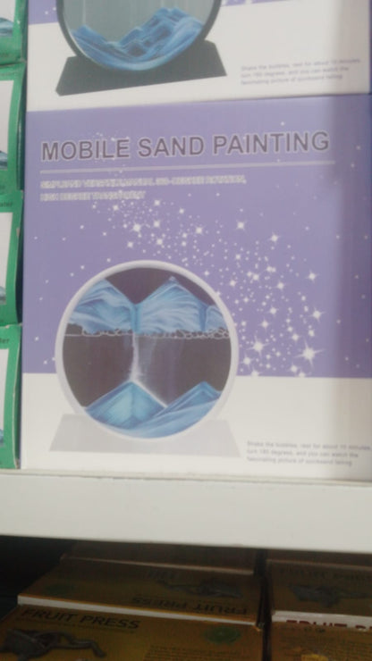 SmarterCartly™ 3D Moving Sand Art Picture – Deep Sea Sandscape in Motion Round Glass Frame for Home & Office Decor