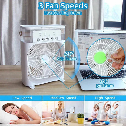 SmarterCartly™ Portable Air Cooler Fan – 5 Spray Humidifier & 7-Color LED Night Light