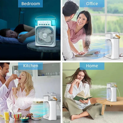 SmarterCartly™ Portable Air Cooler Fan – 5 Spray Humidifier & 7-Color LED Night Light