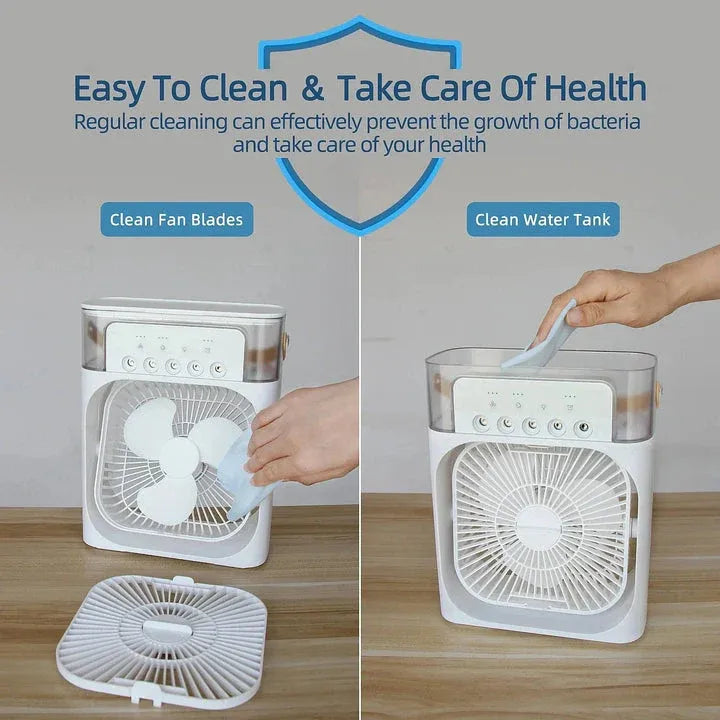 SmarterCartly™ Portable Air Cooler Fan – 5 Spray Humidifier & 7-Color LED Night Light