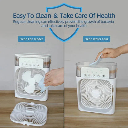SmarterCartly™ Portable Air Cooler Fan – 5 Spray Humidifier & 7-Color LED Night Light