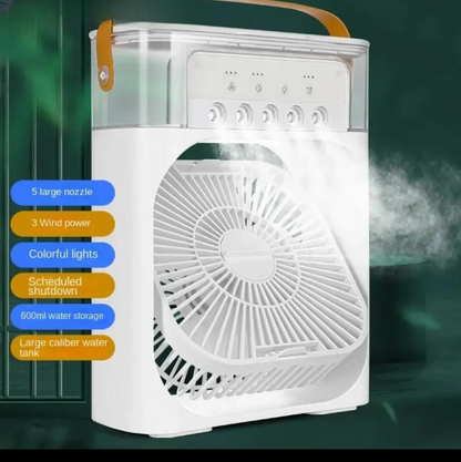 SmarterCartly™ Portable Air Cooler Fan – 5 Spray Humidifier & 7-Color LED Night Light