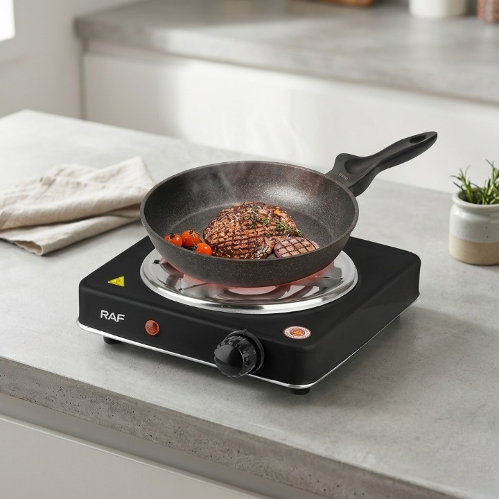 SmarterCartly™ RAF 1000W Electric Stove – Portable Single Cooking Plate with Overheat Protection (Model R.8010BB)